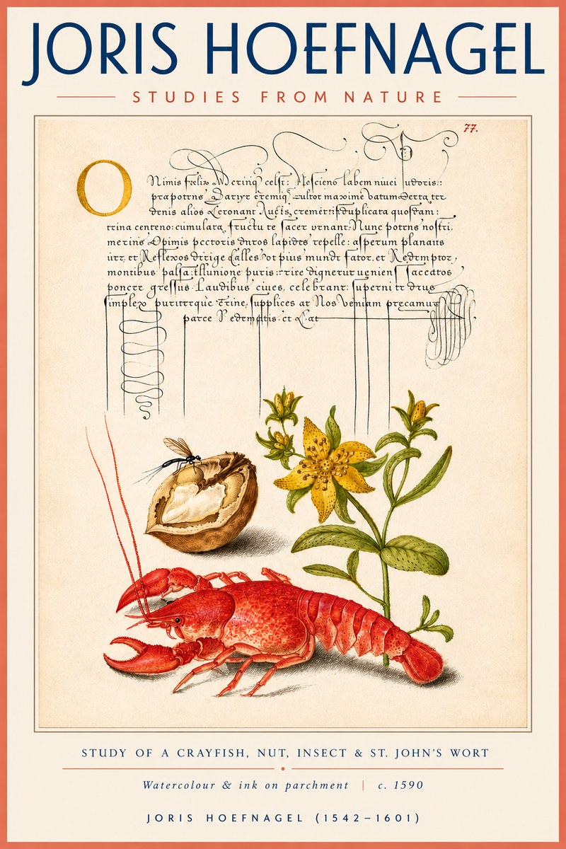 Joris Hoefnagel Studies from Nature No4 - Affiche