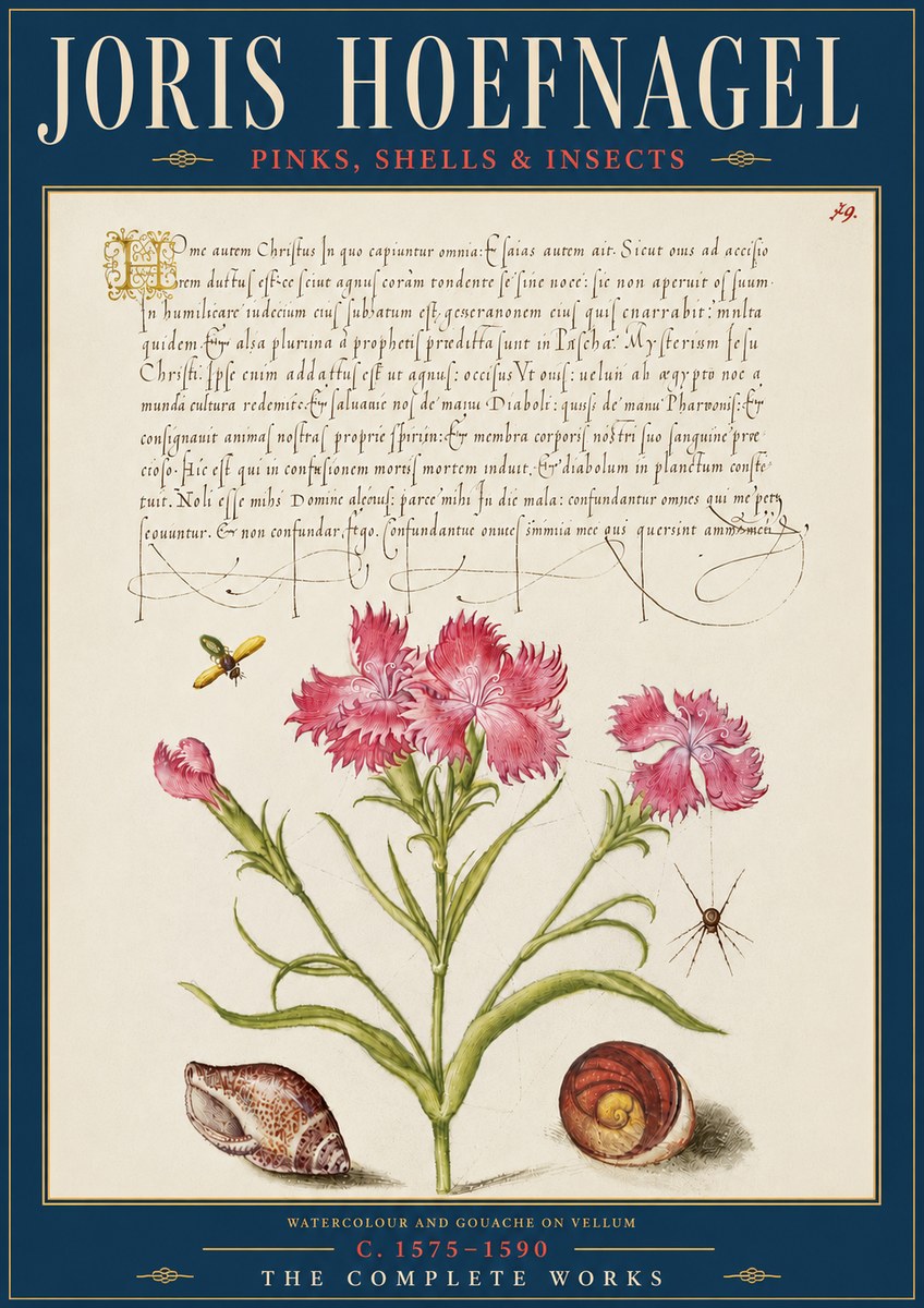 Joris Hoefnagel Pinks, Shells & Insects No5 - Affiche