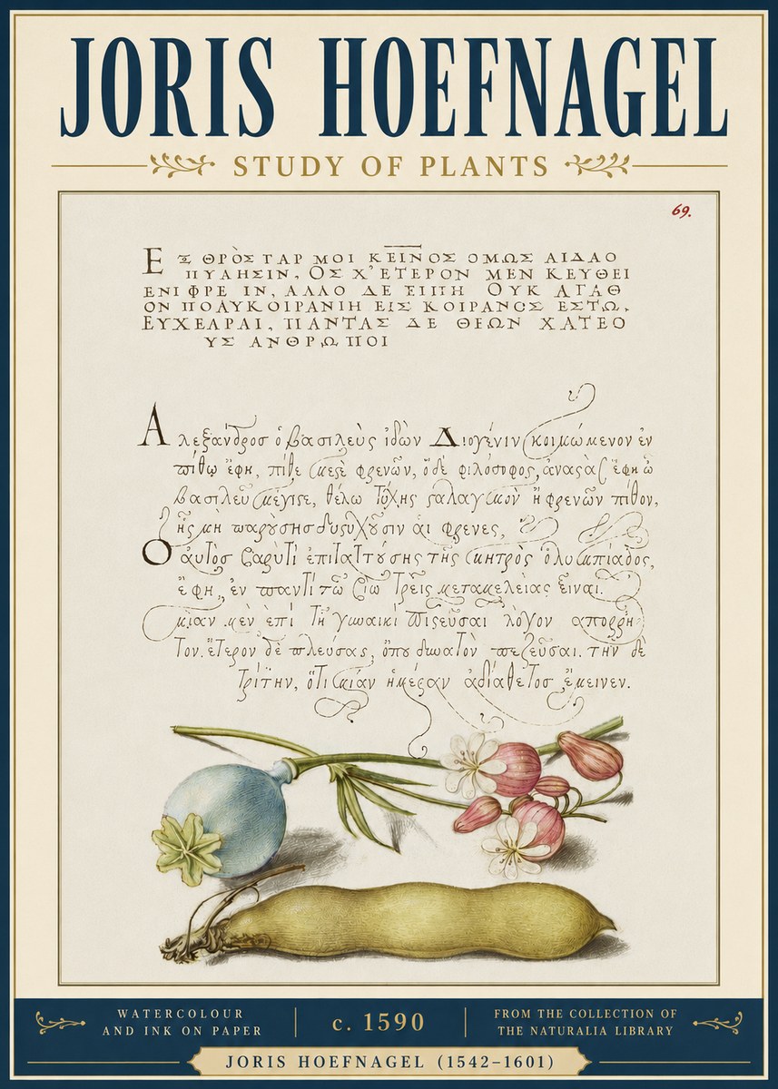 Joris Hoefnagel Study of Plants I No4 - Affiche