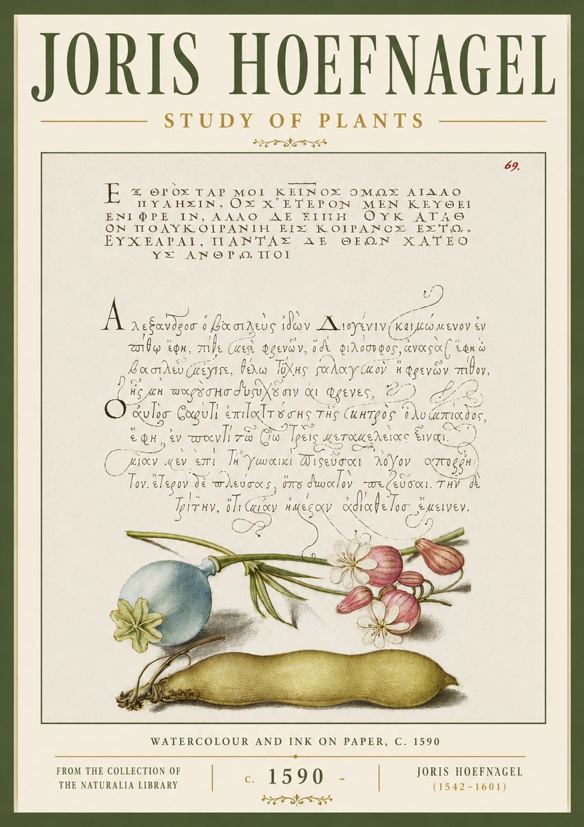 Joris Hoefnagel Study of Plants I No6 - Affiche