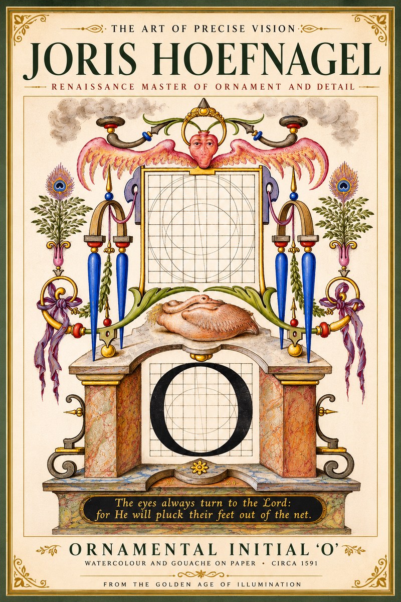 Joris Hoefnagel Ornamental Initial 'O' No5 - Affiche