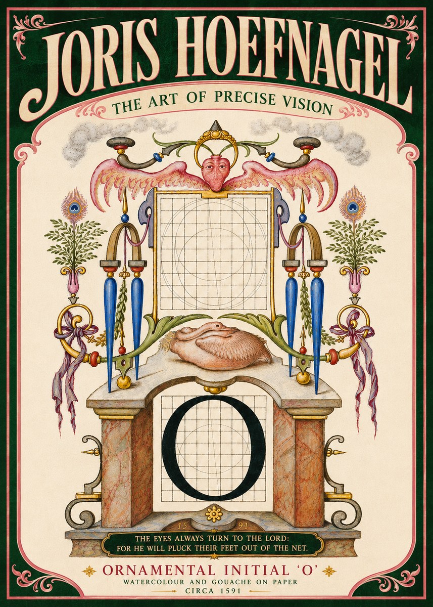 Joris Hoefnagel Ornamental Initial 'O' No6 - Affiche