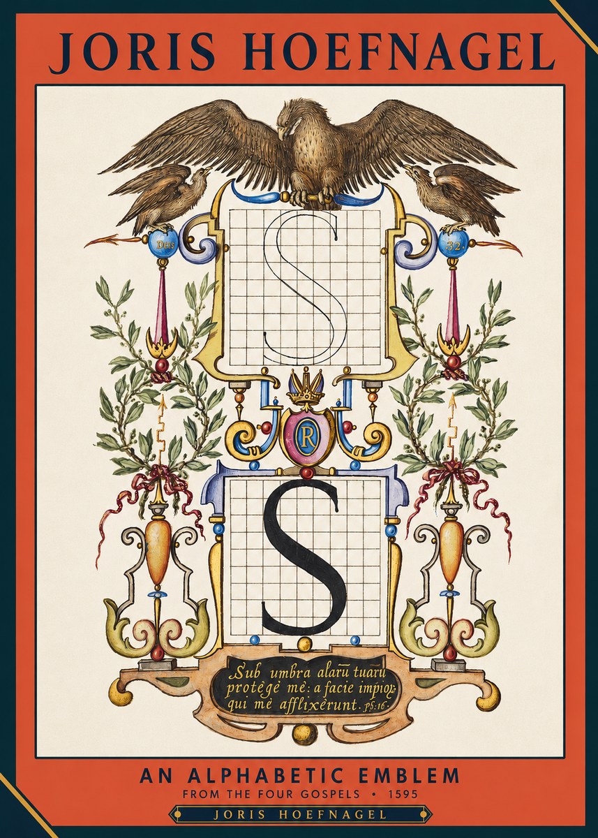 Joris Hoefnagel An Alphabetic Emblem from the Four Gospels No2 - Affiche