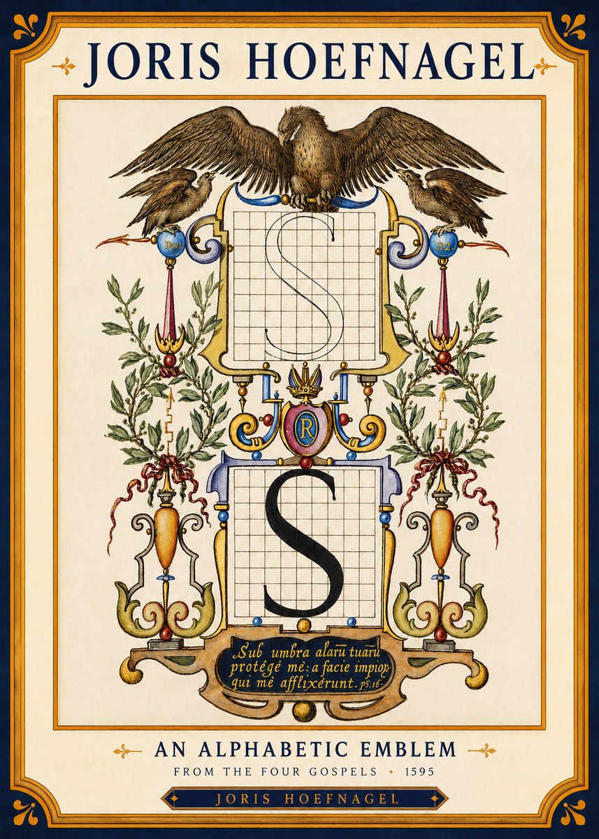 Joris Hoefnagel An Alphabetic Emblem from the Four Gospels No4 - Affiche