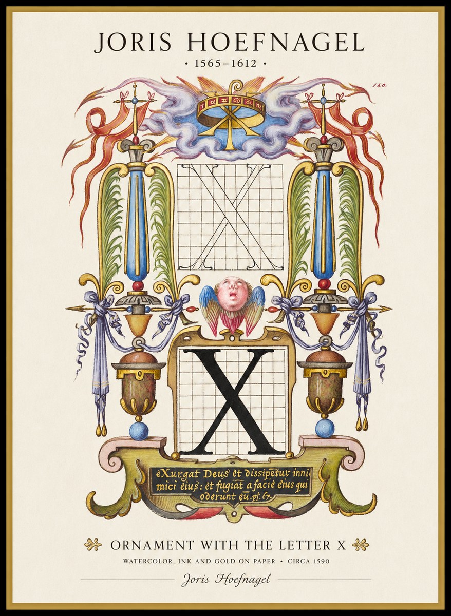 Joris Hoefnagel Ornament with the Letter X No1 - Affiche