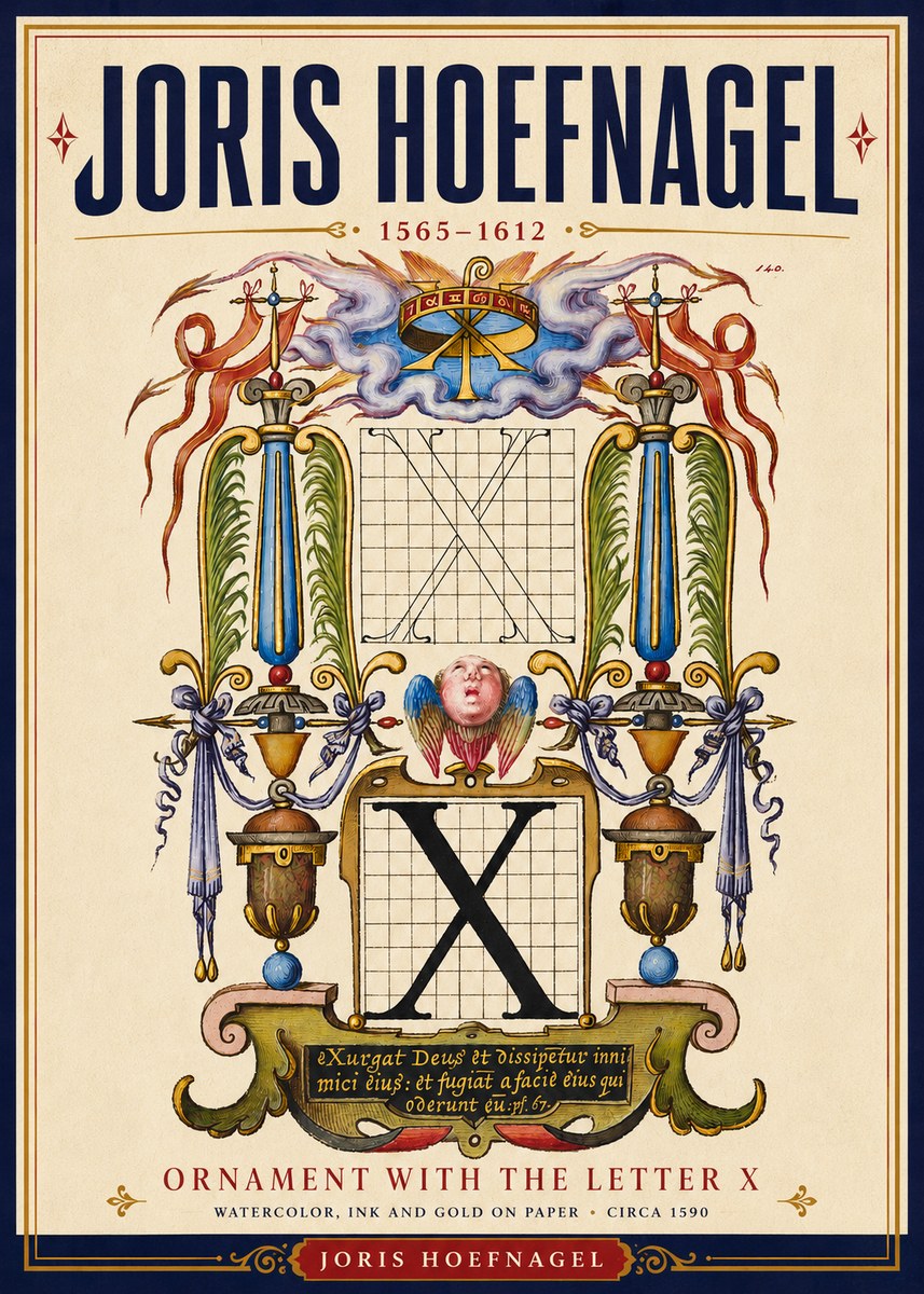 Joris Hoefnagel Ornament with the Letter X No4 - Affiche