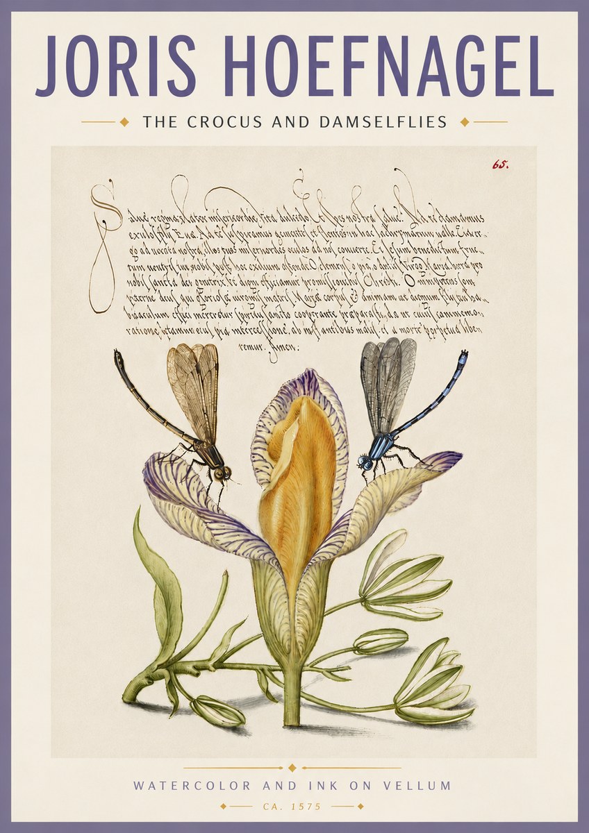 Joris Hoefnagel The Crocus and Damselflies No4 - Affiche