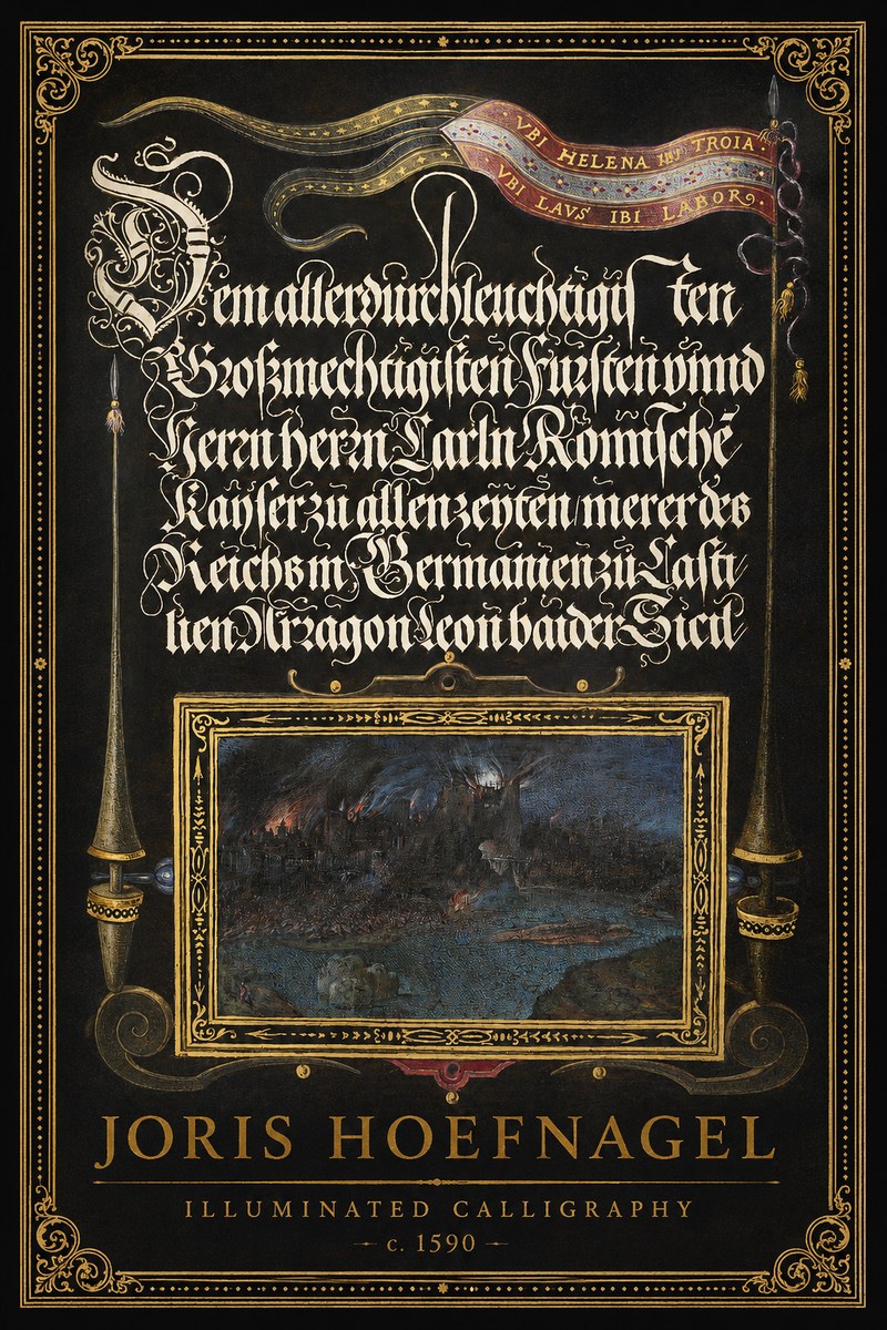 Joris Hoefnagel Illuminated Calligraphy No1 - Affiche