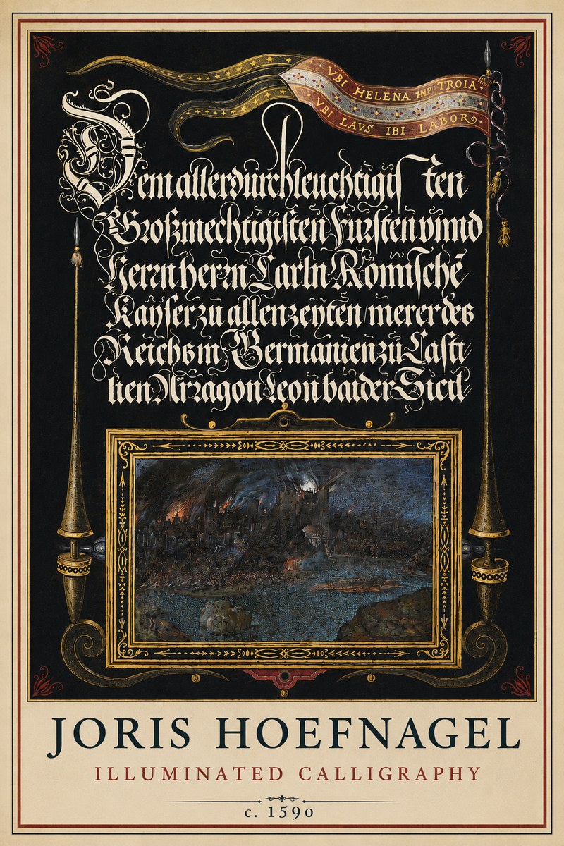 Joris Hoefnagel Illuminated Calligraphy No3 - Affiche