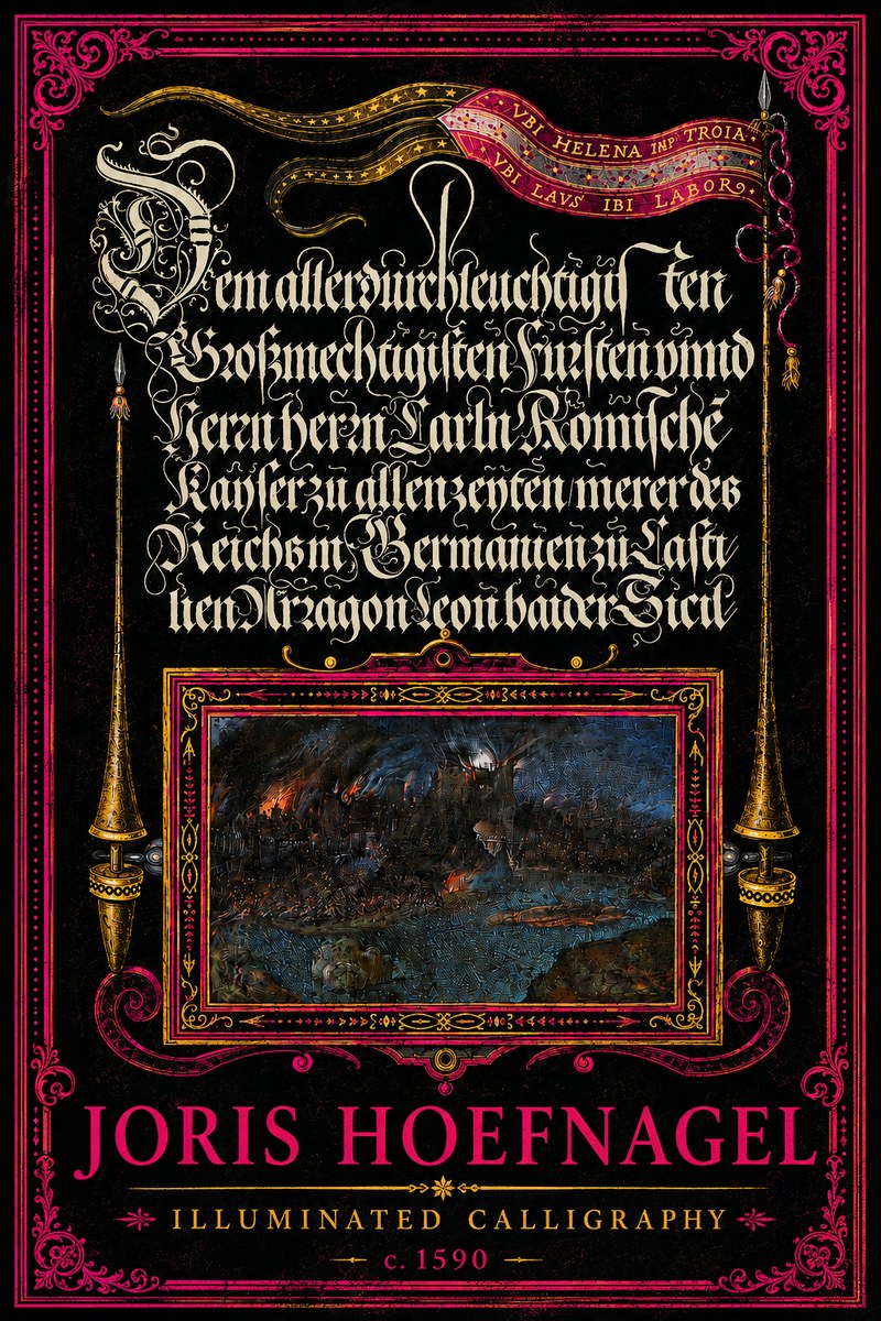Joris Hoefnagel Illuminated Calligraphy No4 - Affiche