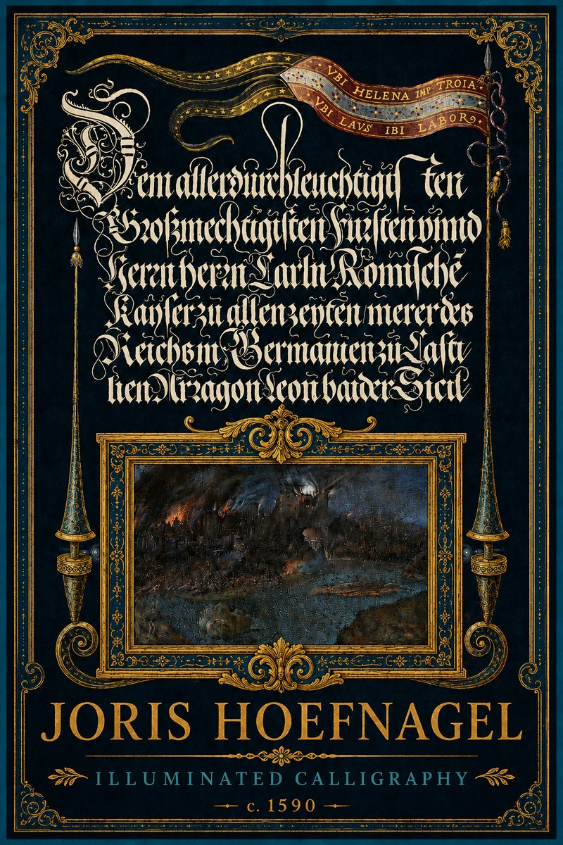 Joris Hoefnagel Illuminated Calligraphy No5 - Affiche