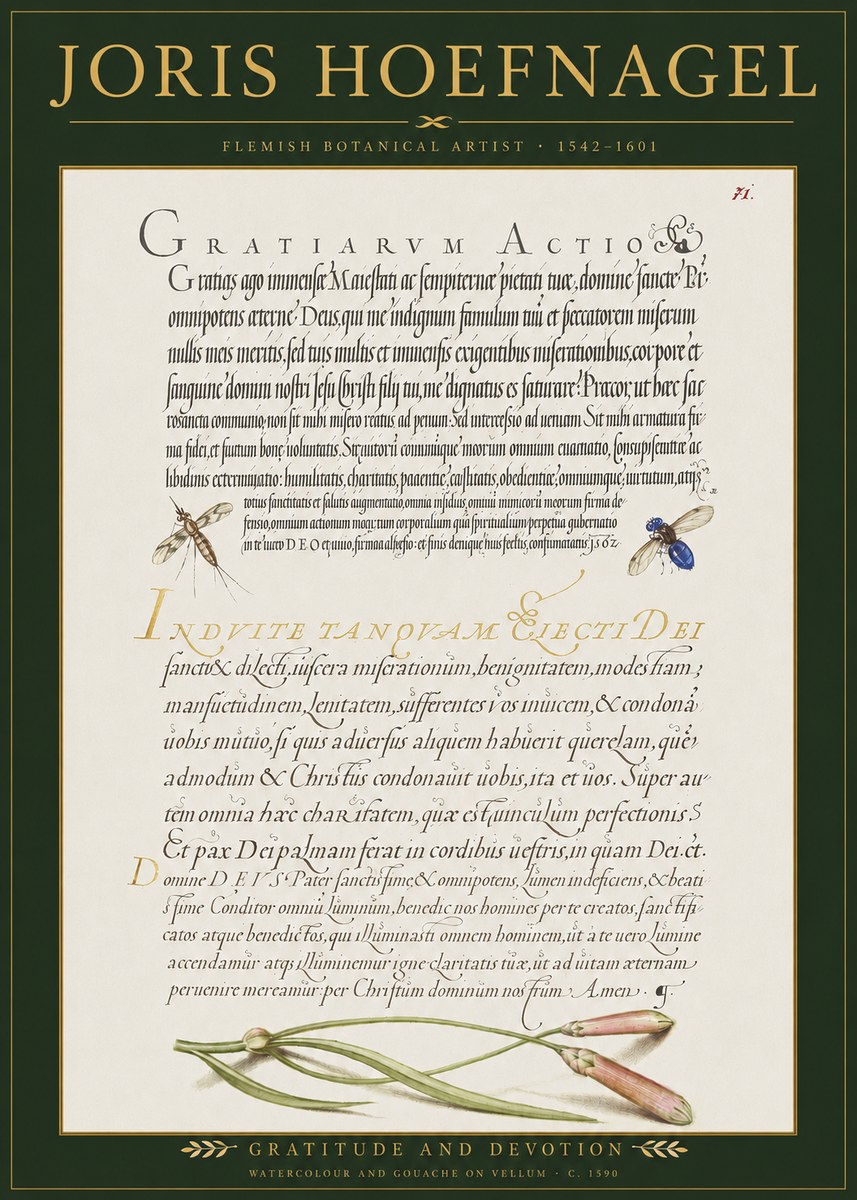 Joris Hoefnagel Thanksgiving to God • Institute for Botanical Studies No3 - Affiche