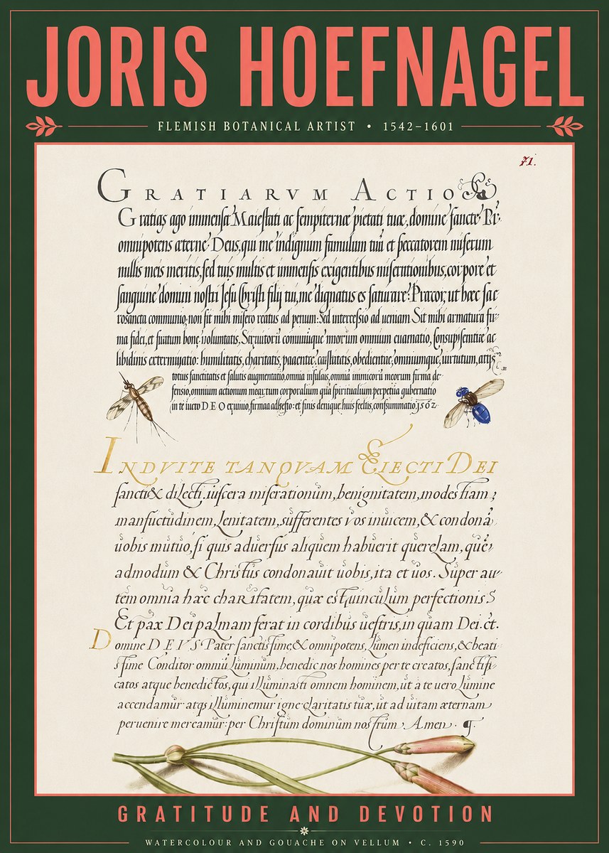 Joris Hoefnagel Thanksgiving to God • Institute for Botanical Studies No5 - Affiche