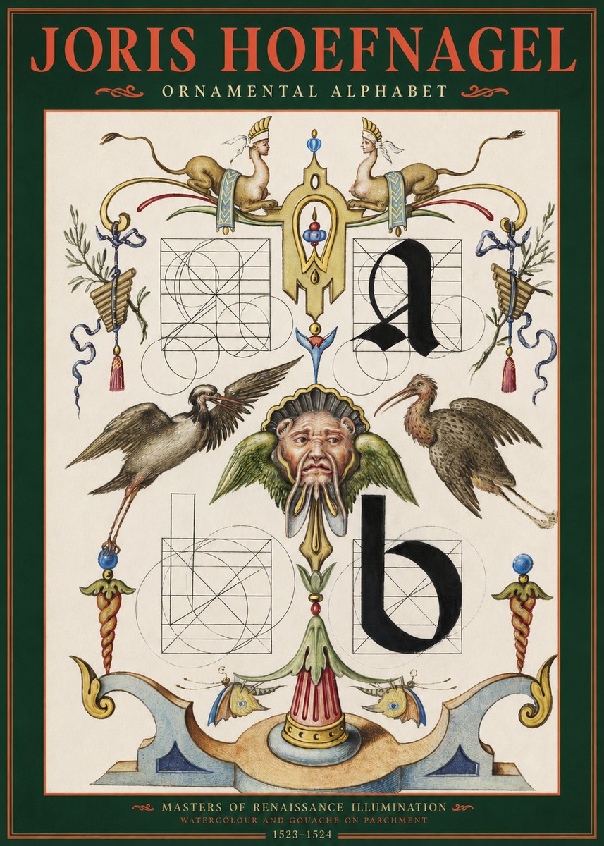 Joris Hoefnagel Ornamental Alphabet No2 - Affiche