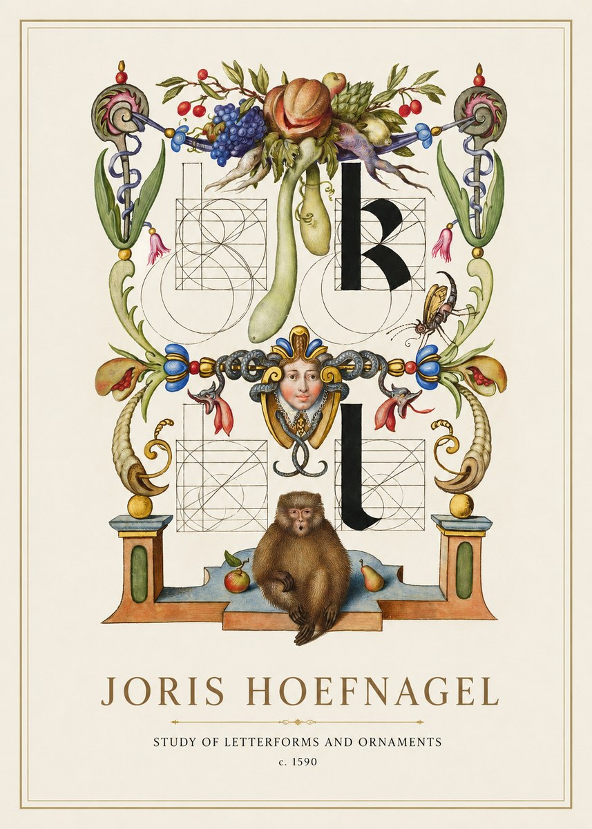 Joris Hoefnagel Study of Letterforms and Ornaments No1 - Affiche