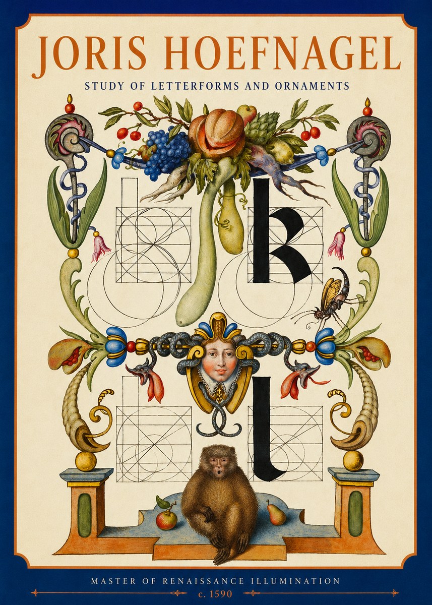Joris Hoefnagel Study of Letterforms and Ornaments No2 - Affiche
