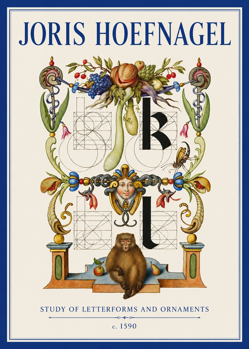 Joris Hoefnagel Study of Letterforms and Ornaments No4 - Affiche
