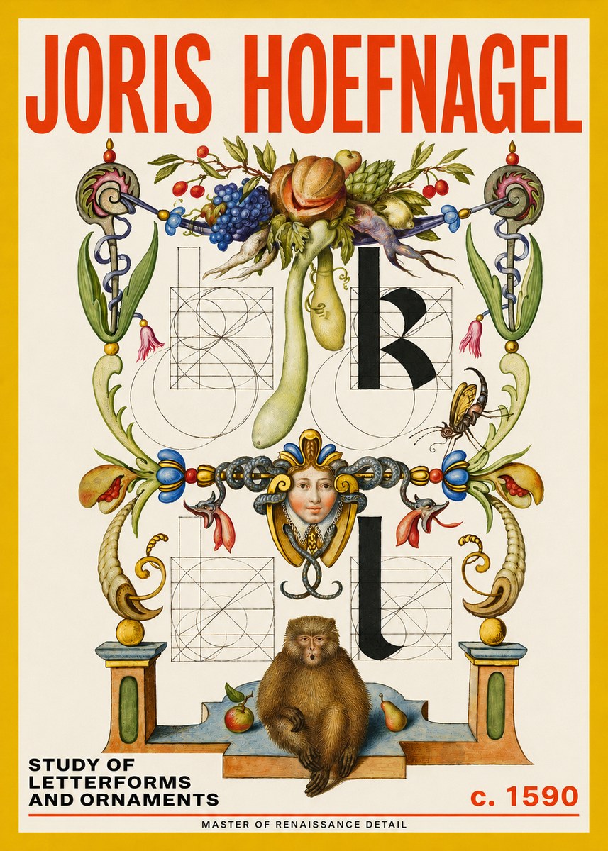 Joris Hoefnagel Study of Letterforms and Ornaments No5 - Affiche