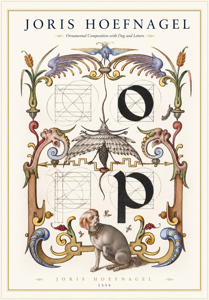 Joris Hoefnagel Ornamental Composition with Dog and Letters No1 - Affiche