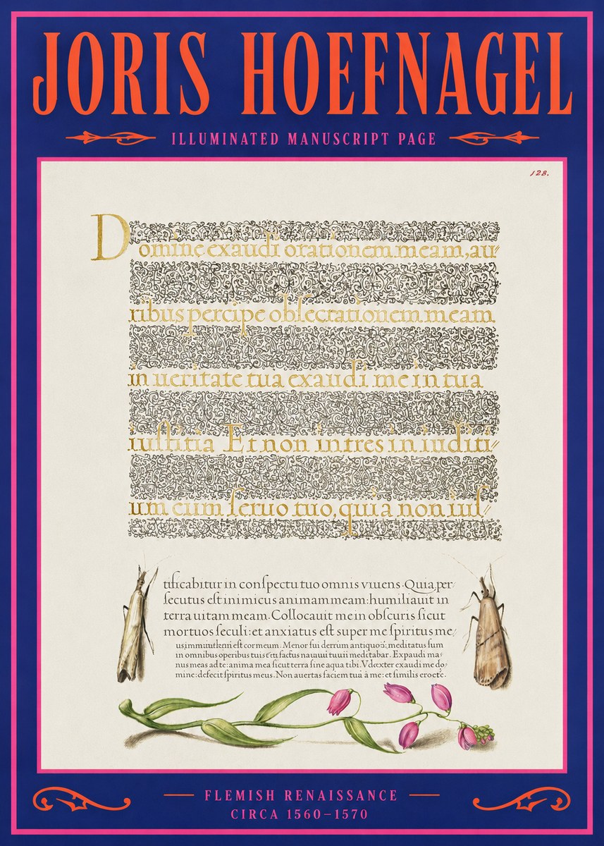 Joris Hoefnagel Illuminated Manuscript Page II No2 - Affiche