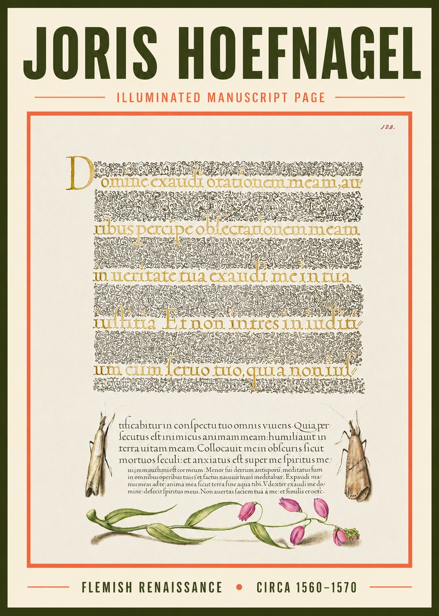 Joris Hoefnagel Illuminated Manuscript Page II No3 - Affiche