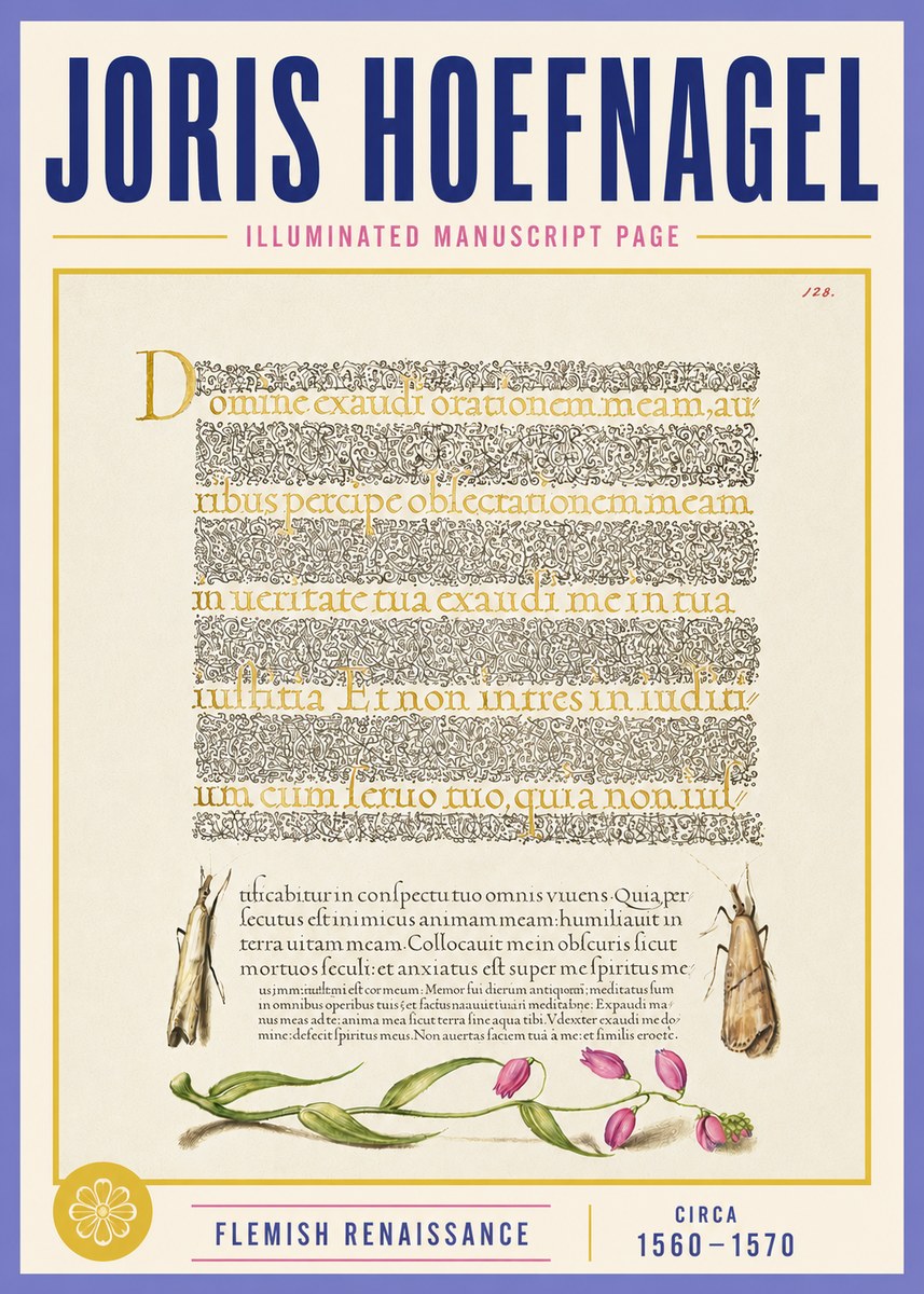 Joris Hoefnagel Illuminated Manuscript Page II No4 - Affiche