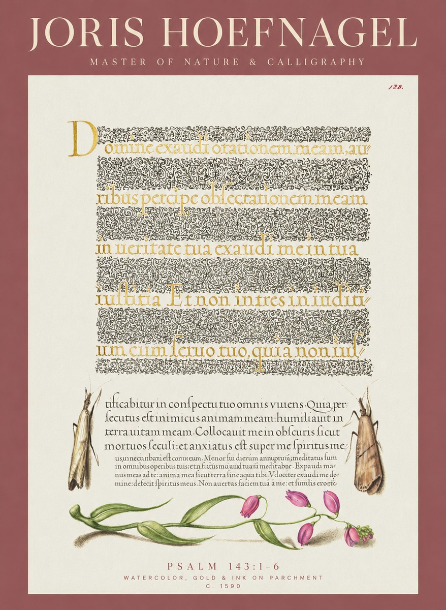 Joris Hoefnagel Illuminated Manuscript Page II No6 - Affiche