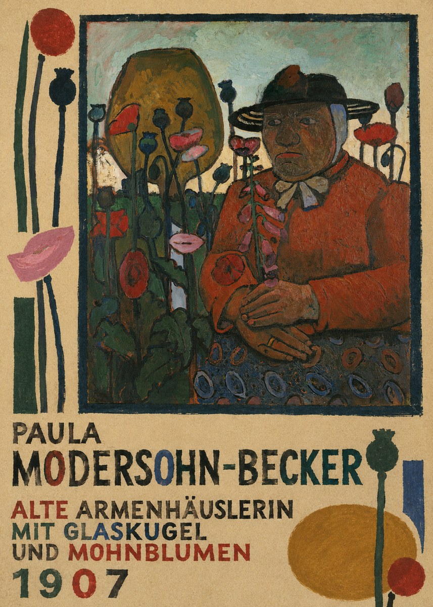 Paula Modersohn-Becker Alte Armenhäuslerin Mit Glaskugel Und Mohnblumen No4 - Affiche
