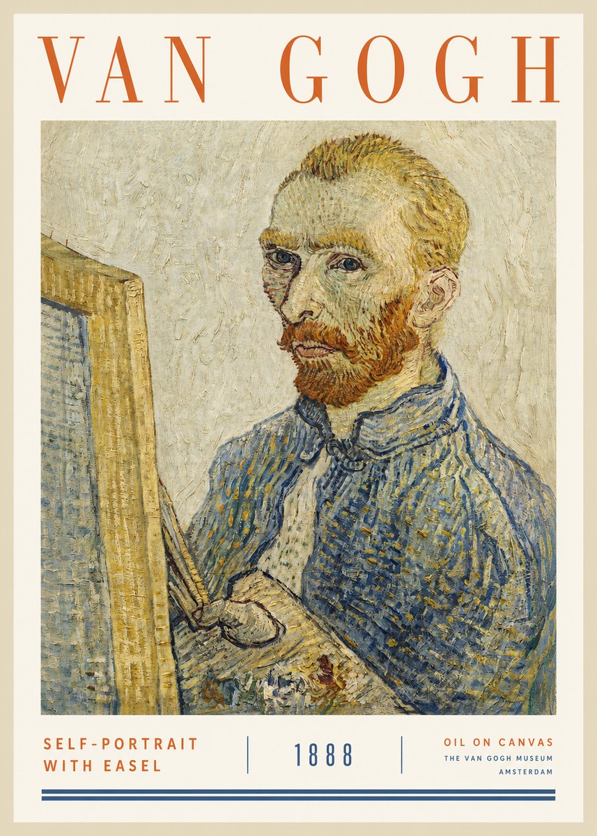 Van Gogh Self-portrait with Easel I No2 - Affiche