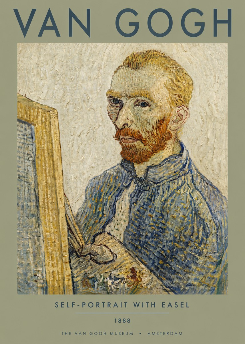 Van Gogh Self-portrait with Easel I No3 - Affiche