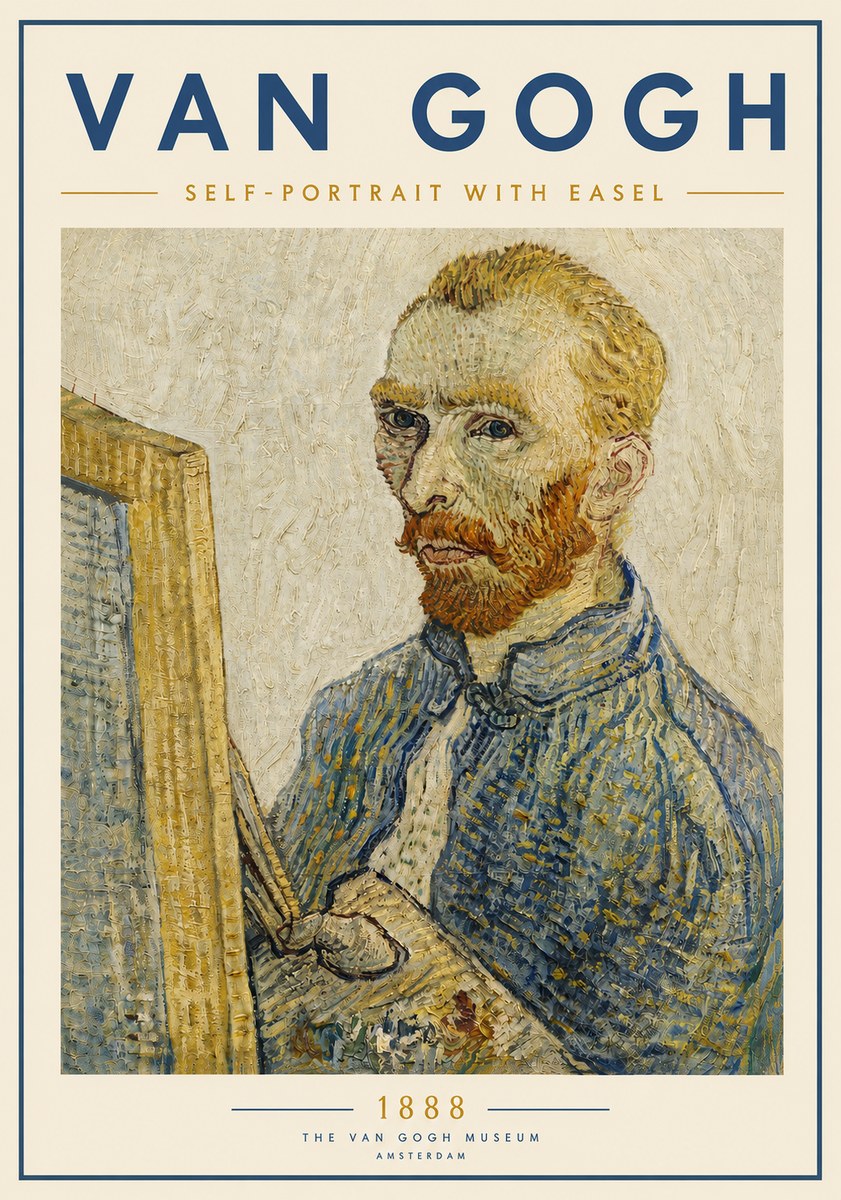 Van Gogh Self-portrait with Easel I No6 - Affiche