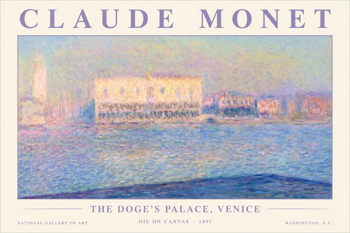 Monet The Doge's Palace, Venice No3 - Affiche