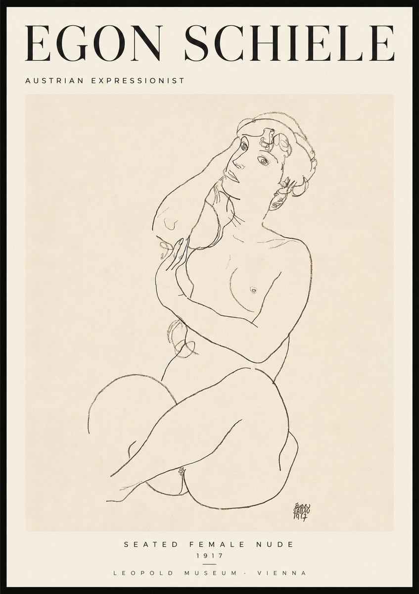 Schiele Seated Female Nude No2 - Affiche