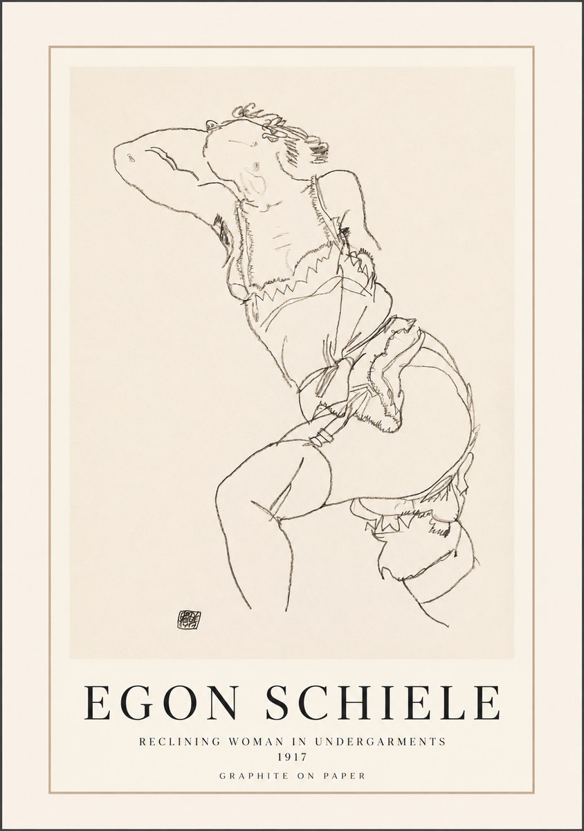 Schiele Reclining Woman in Undergarments No1 - Affiche