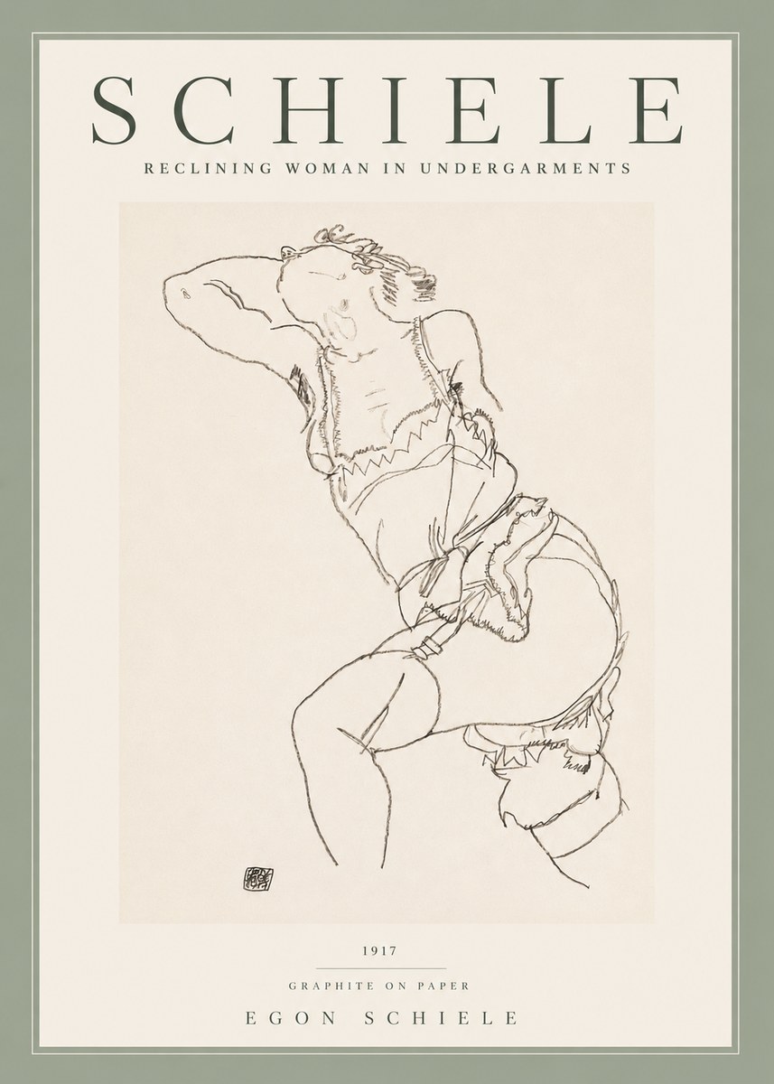 Schiele Reclining Woman in Undergarments No2 - Affiche
