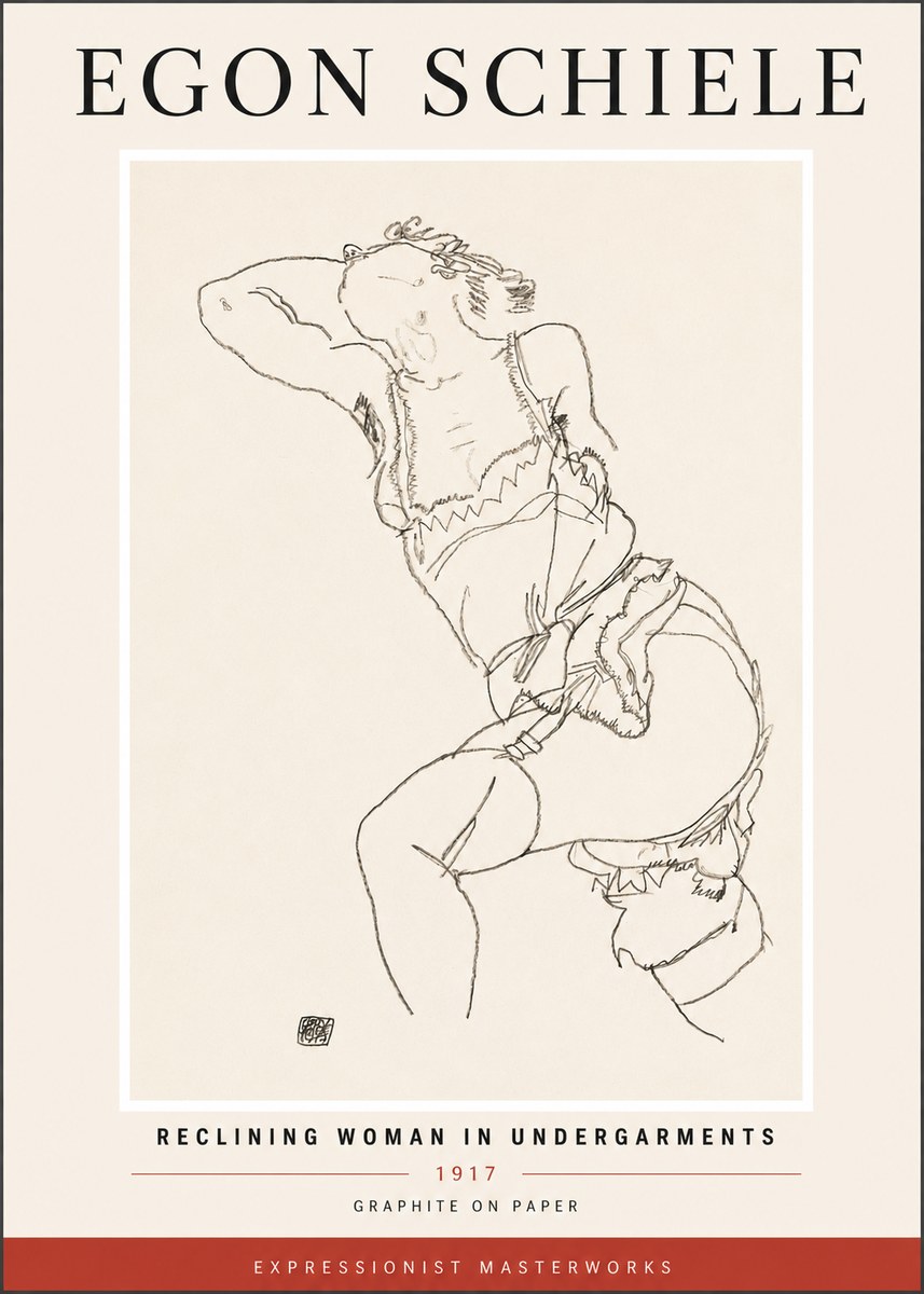 Schiele Reclining Woman in Undergarments No4 - Affiche