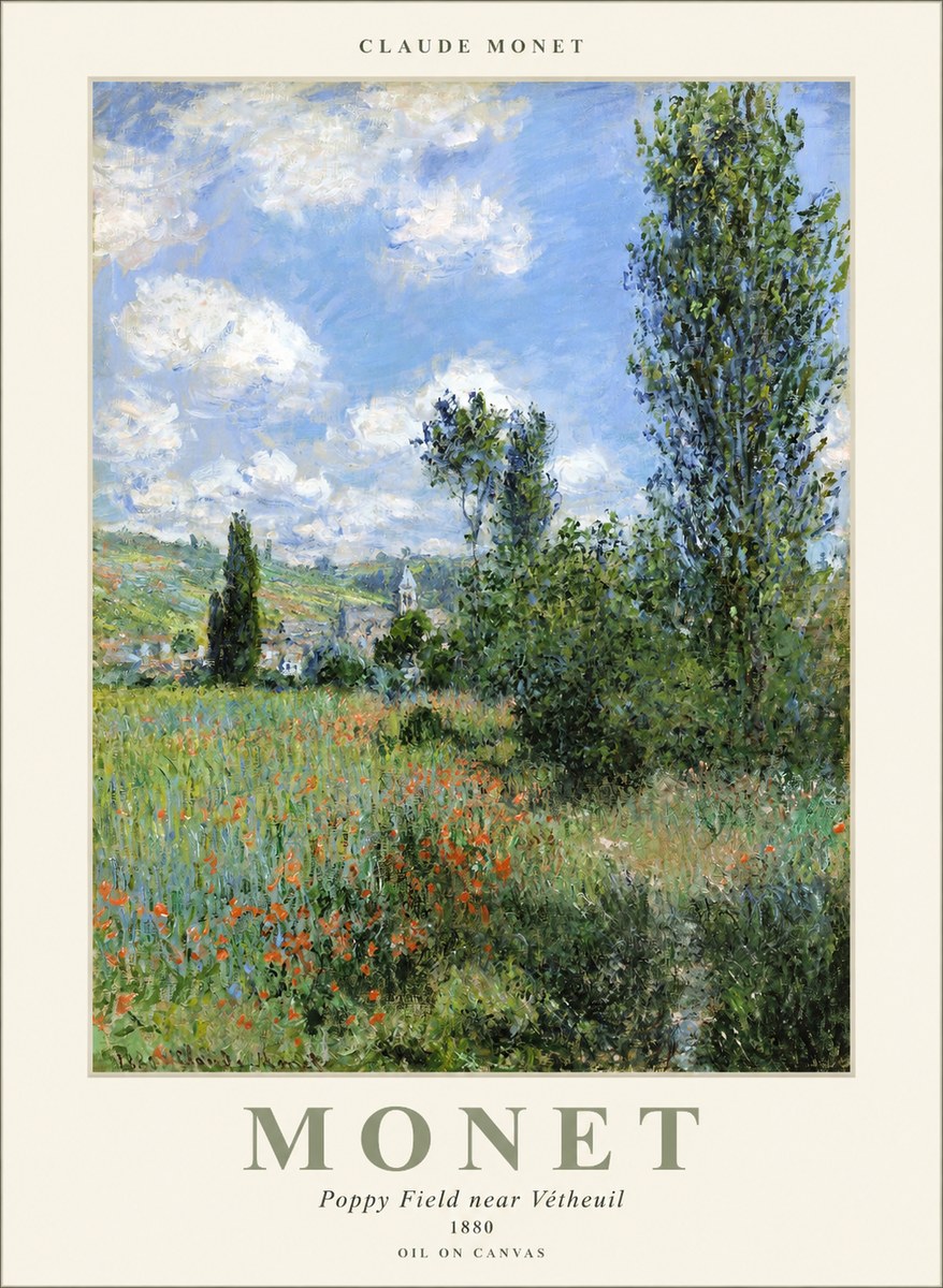 Monet Poppy Field Near Vétheuil No1 - Affiche