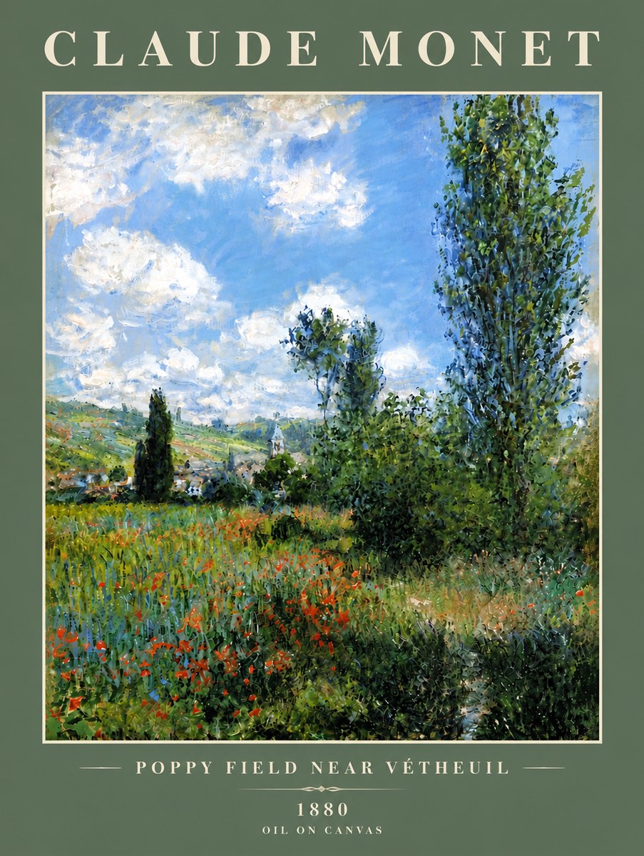 Monet Poppy Field Near Vétheuil No5 - Affiche
