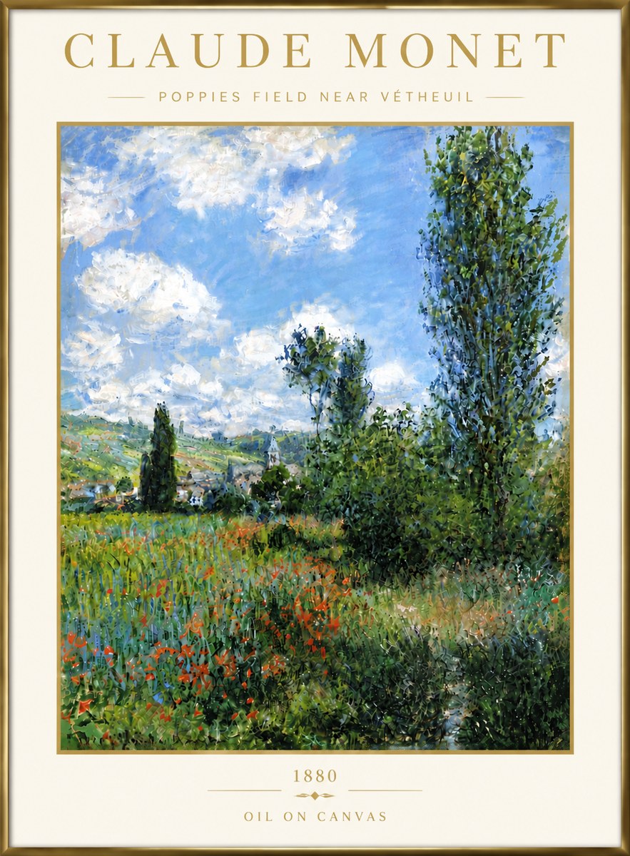 Monet Poppy Field Near Vétheuil No6 - Affiche