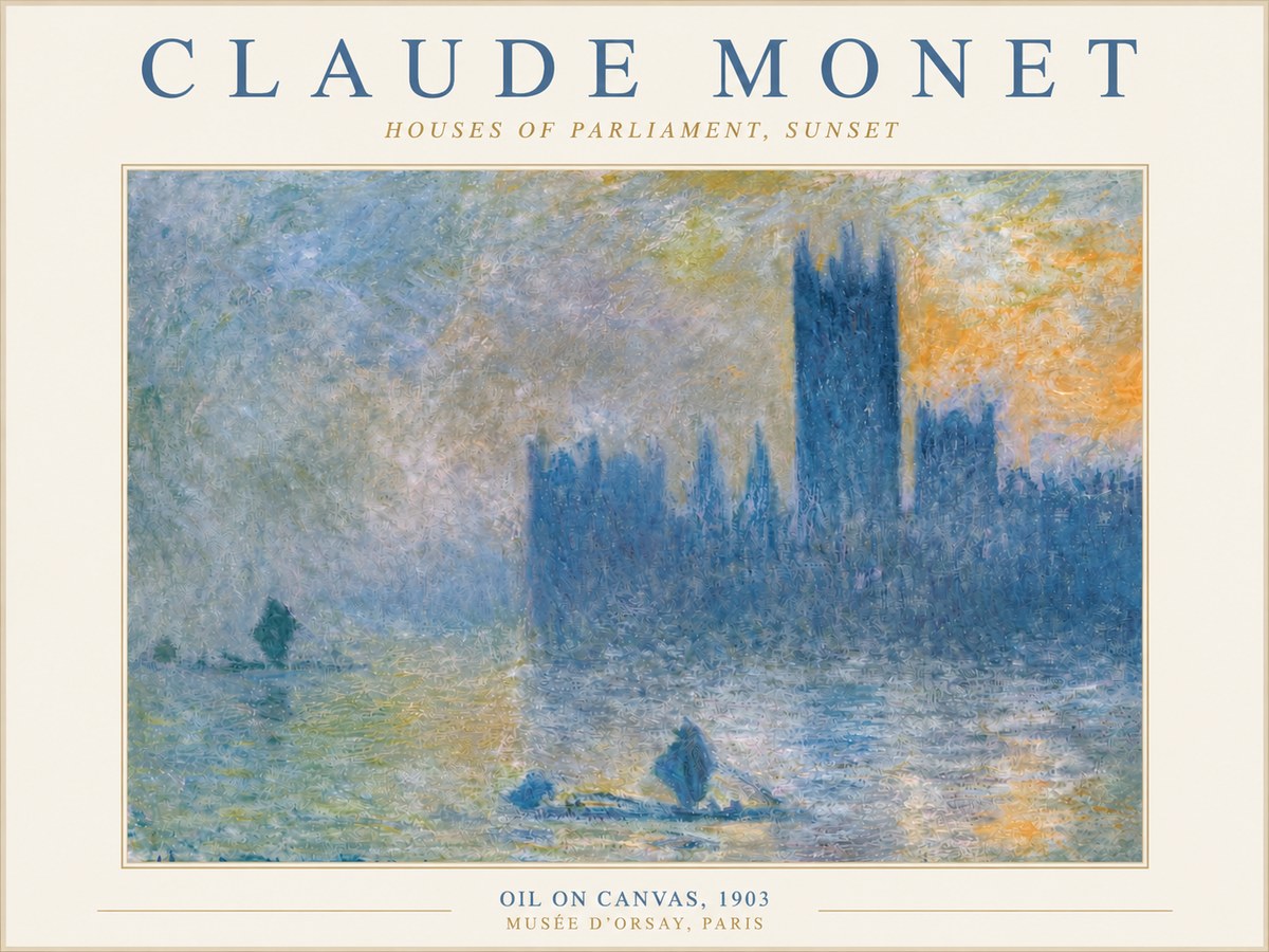 Monet Houses of Parliament, Sunset No3 - Affiche
