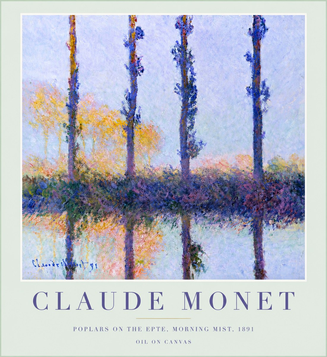 Monet Poplars on the Epte, Morning Mist, 1891 No5 - Affiche