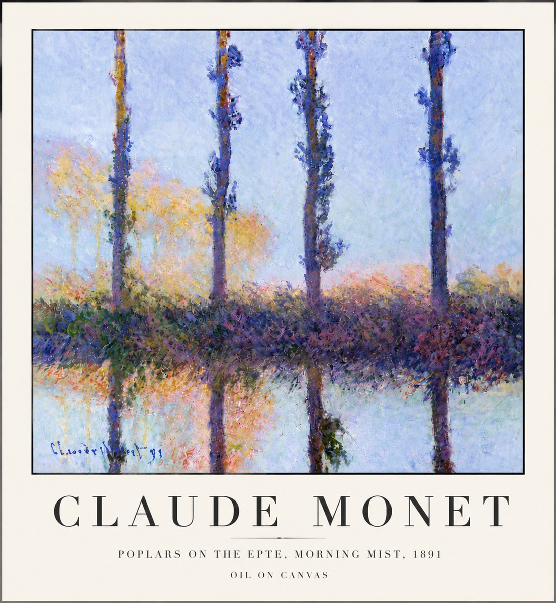 Monet Poplars on the Epte, Morning Mist, 1891 No6 - Affiche