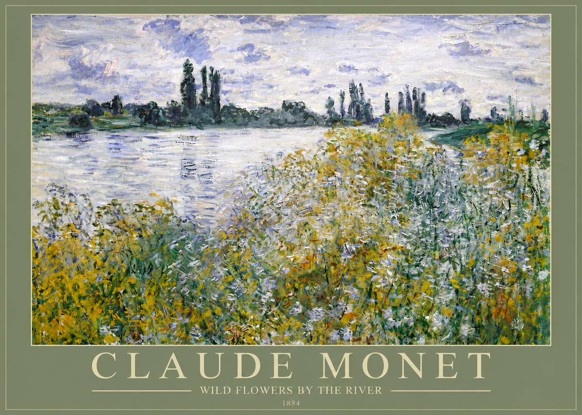 Monet Wild Flowers by the River No2 - Affiche
