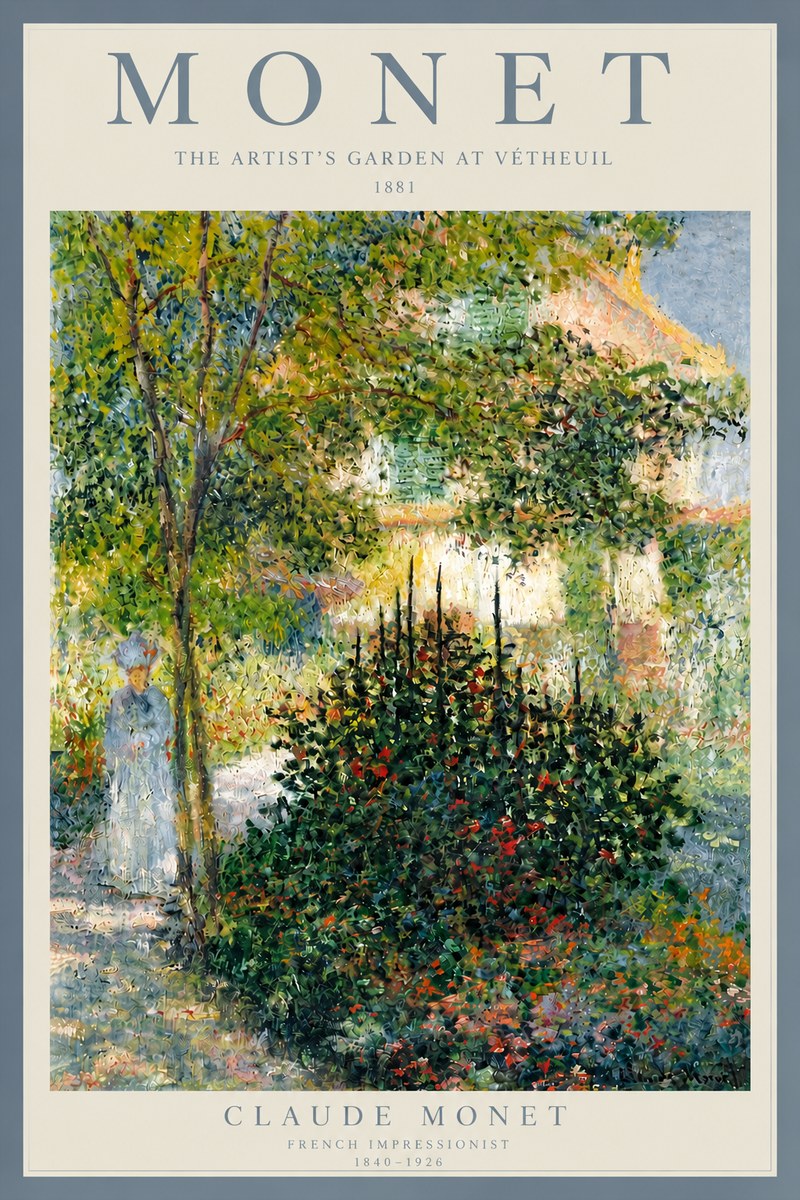 Monet The Artist's Garden at Vétheuil II No4 - Affiche
