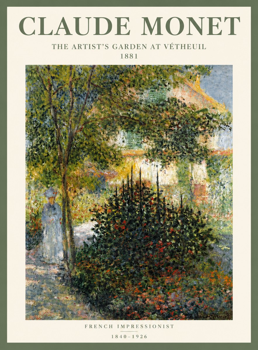 Monet The Artist's Garden at Vétheuil II No5 - Affiche