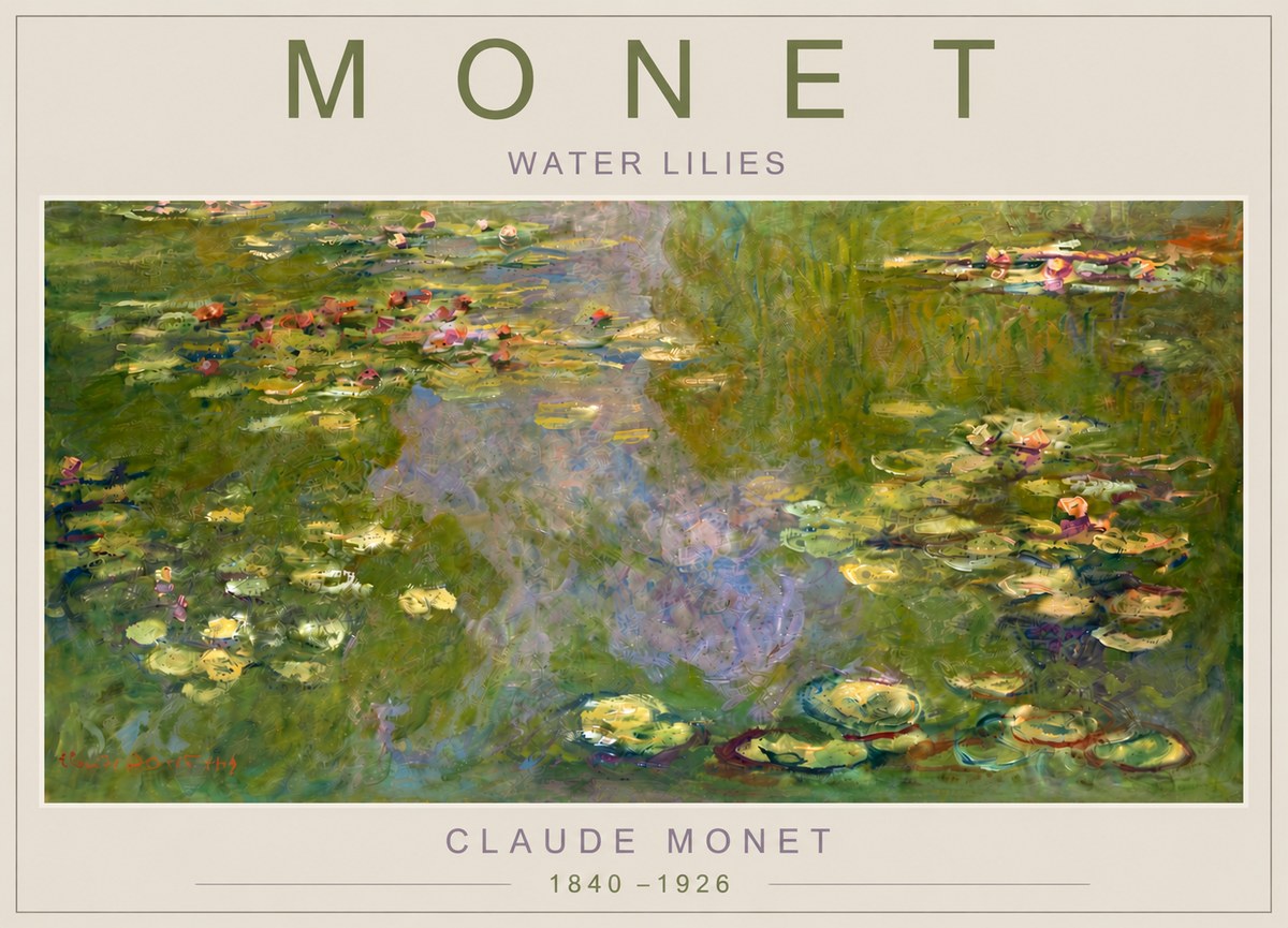Monet Water Lilies V No5 - Affiche