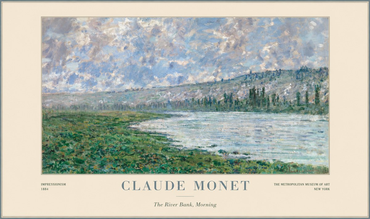 Monet The River Bank, Morning No1 - Affiche