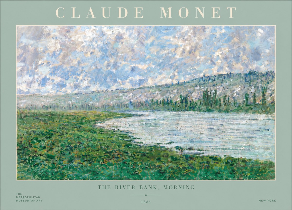 Monet The River Bank, Morning No3 - Affiche