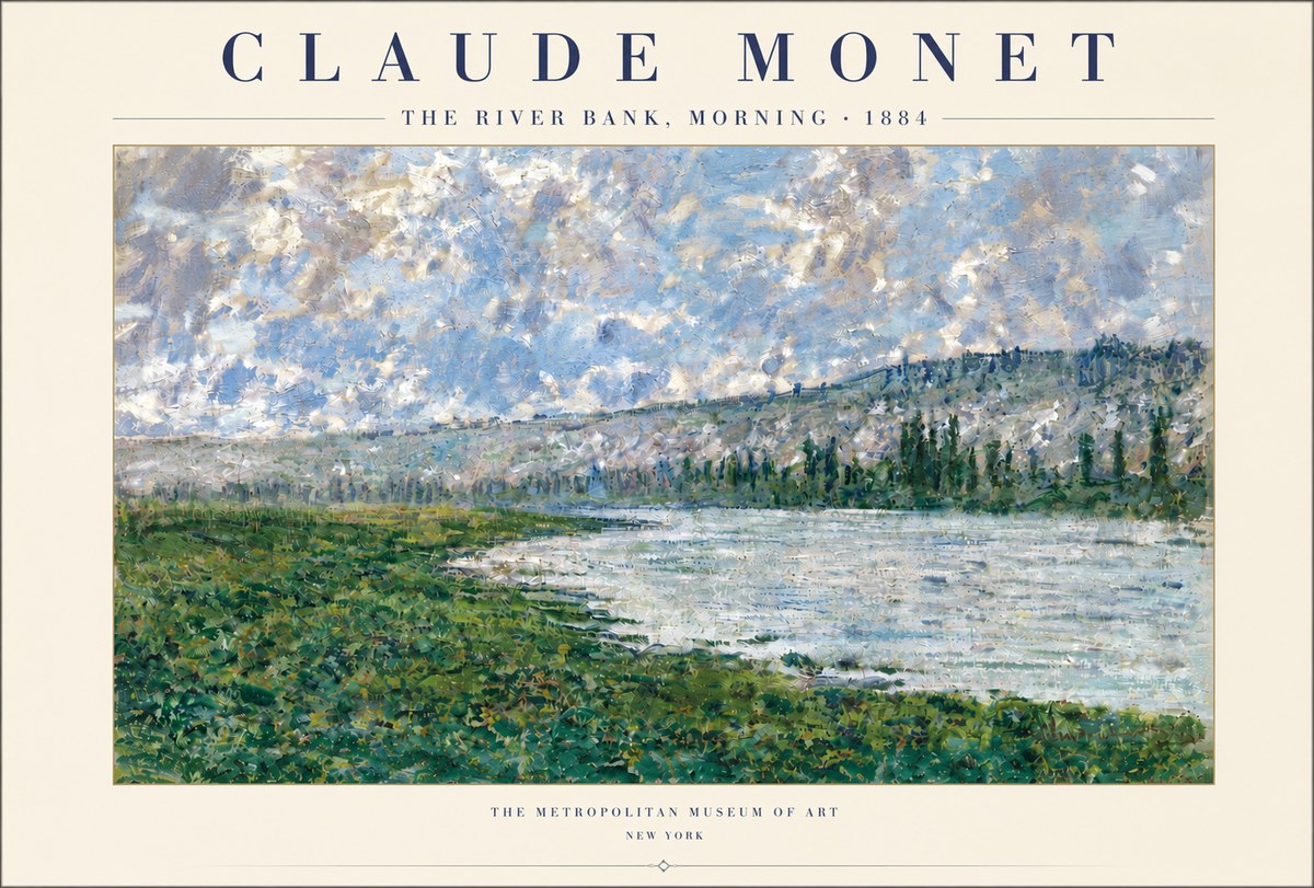 Monet The River Bank, Morning No4 - Affiche