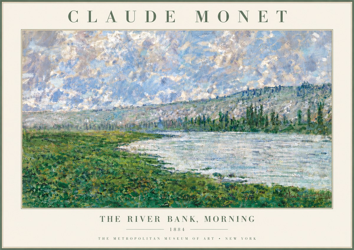 Monet The River Bank, Morning No6 - Affiche